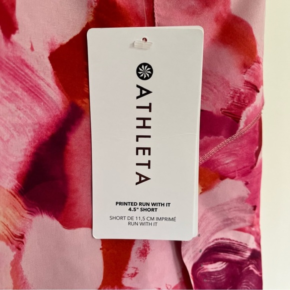 Athleta Printed Run With It Shorts Activewear UPF Lined Zip-Pocket Pink Size 3XL - Picture 2 of 16